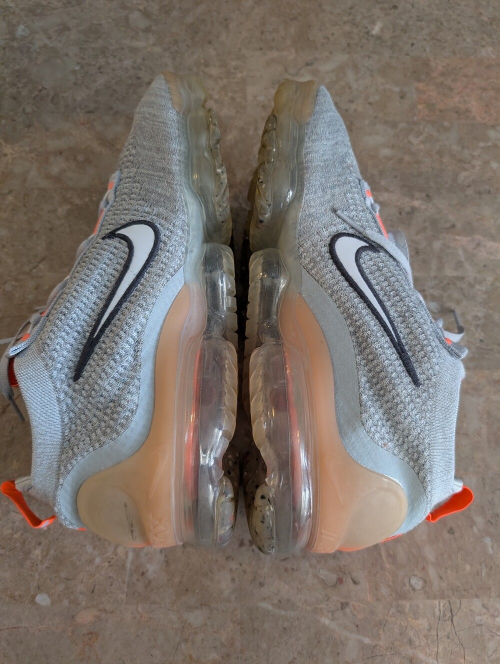 Nike Air Vapor Max (2021) Flyknit GS "Grey Fog Bright  Mango Shoes Men Size 10.5 - Picture 7 of 12